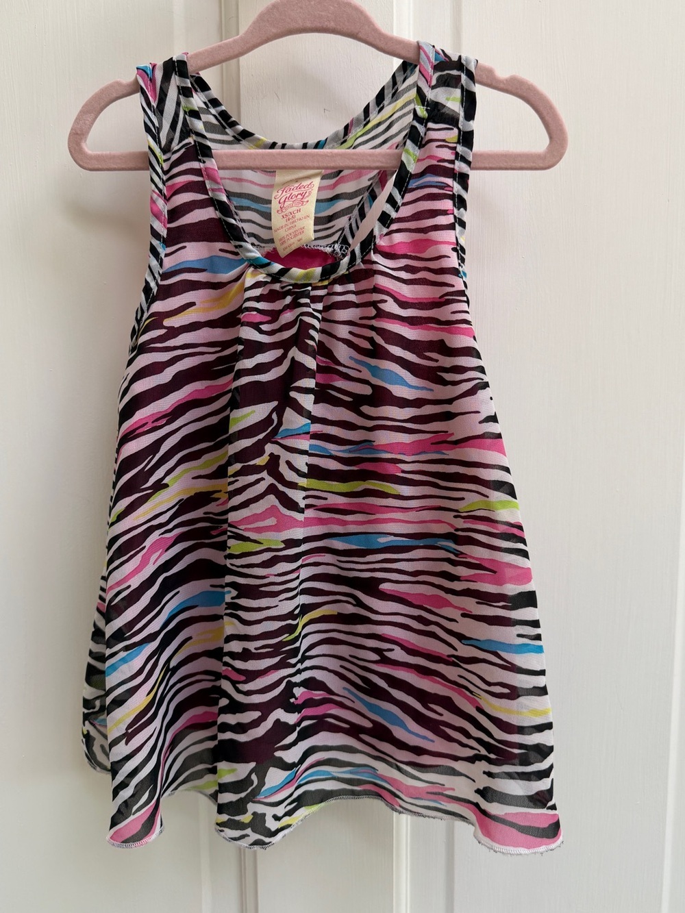 Faded Glory Girls 4 5 Multicolor XS Athletic Zebra Stripe Tank Top Blouse Shirt